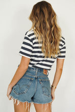 Load image into Gallery viewer, Heading To France Stripe Tee // Navy