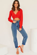 Load image into Gallery viewer, East Hollywood Button Front Knit Top // Red