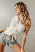 Load image into Gallery viewer, Lead To Believe Drawstring Knit Top // White