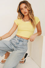 Load image into Gallery viewer, Follow That Girl Ribbed Top // Lemon