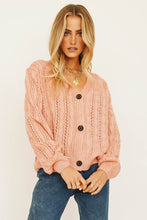 Load image into Gallery viewer, Peach Bloom Button Front Knit Top // Rose