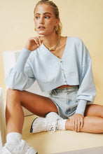 Load image into Gallery viewer, Let It Go Button Front Knit Top // Sky