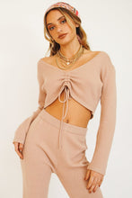 Load image into Gallery viewer, Wine & Late Nights Drawstring Knit Top // Beige