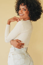 Load image into Gallery viewer, Favourite Film Ribbed Knit Top // Cream