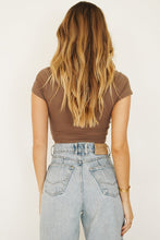Load image into Gallery viewer, Go With The Flow Zip Front Ribbed Top // Chocolate