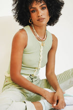 Load image into Gallery viewer, Summer Notes Ribbed Knit Top // Sage
