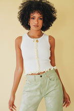 Load image into Gallery viewer, Summer Notes Ribbed Knit Top // White