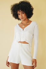 Load image into Gallery viewer, Shady Palms Button Front Knit Top // White