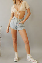 Load image into Gallery viewer, VG Summertime Tie Front Crop // Natural