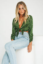 Load image into Gallery viewer, All Night Tie Front Top // Green