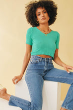 Load image into Gallery viewer, Always On Time Ribbed Knit Top // Green