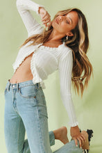 Load image into Gallery viewer, Sunset Cocktails Button Front Knit Top // White