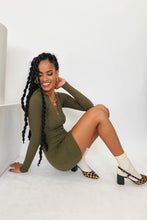 Load image into Gallery viewer, Manhattan Minimalist Ribbed Knit Mini Dress // Khaki