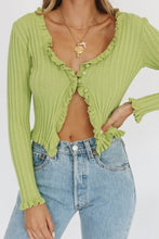 Load image into Gallery viewer, Sunset Cocktails Button Front Knit Top // Lime