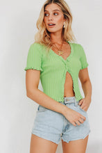 Load image into Gallery viewer, Kit Button Front Knit Top // Lime