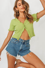 Load image into Gallery viewer, Fashion Fix Button Front Knit Top // Lime