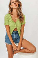Load image into Gallery viewer, Fashion Fix Button Front Knit Top // Lime
