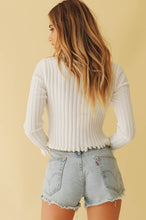 Load image into Gallery viewer, Sunset Cocktails Button Front Knit Top // White