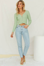 Load image into Gallery viewer, Walk This Way Button Front Knit Top // Mint