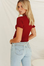 Load image into Gallery viewer, Kit Button Front Knit Top // Burgundy
