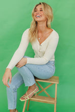 Load image into Gallery viewer, Walk This Way Button Front Knit Top // Cream