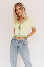 Load image into Gallery viewer, Next Destination Button Front Knit Top // Lime