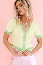 Load image into Gallery viewer, Next Destination Button Front Knit Top // Lime