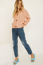 Load image into Gallery viewer, Peach Bloom Button Front Knit Top // Rose