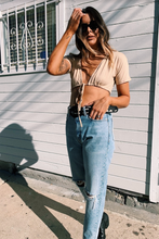 Load image into Gallery viewer, VG Summertime Tie Front Crop // Natural