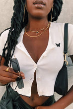 Load image into Gallery viewer, She's A Star Button Front Knit Top // White