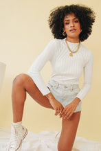 Load image into Gallery viewer, Hey You Ribbed Knit Top // White