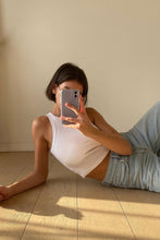 Load image into Gallery viewer, Golden Line Ribbed Top // White
