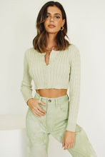 Load image into Gallery viewer, Italian Romance Button Front Knit Top // Sage
