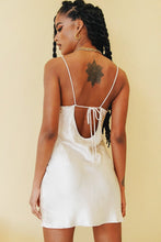 Load image into Gallery viewer, Vacay Mode Tie Back Bias Cut Mini Dress // Nude
