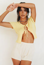 Load image into Gallery viewer, Beside You Tie Front Knit Top // Lemon
