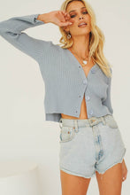 Load image into Gallery viewer, Warm Nights Button Front Knit Top // Lake
