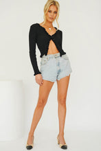 Load image into Gallery viewer, Sunset Cocktails Button Front Knit Top // Black
