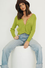 Load image into Gallery viewer, Ride Along Button Front Knit Cardigan // Lime
