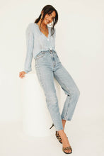 Load image into Gallery viewer, French River Button Front Knit Top // Sky
