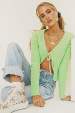 Load image into Gallery viewer, VG Switch Up Tie Front Knit Top // Lime
