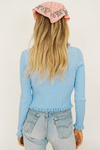 Load image into Gallery viewer, Sunset Cocktails Button Front Knit Top // Sky
