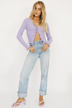 Load image into Gallery viewer, Sunset Cocktails Button Front Knit Top // Lilac

