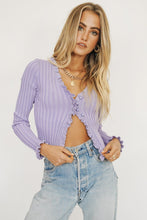 Load image into Gallery viewer, Sunset Cocktails Button Front Knit Top // Lilac
