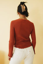 Load image into Gallery viewer, Fine Line Ribbed Knit Top // Burgundy
