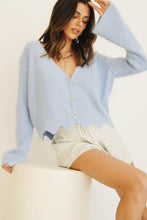Load image into Gallery viewer, Ticket To Paris Button Front Knit Top // Sky
