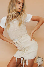 Load image into Gallery viewer, Capture A Mood Lace-Up Mini Skirt // Cream
