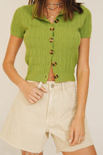 Load image into Gallery viewer, Allegra Button Front Knit Top // Lime
