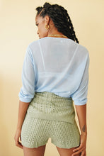 Load image into Gallery viewer, Less Is More Tie Front Knit Top // Sky
