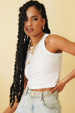 Load image into Gallery viewer, Golden Line Ribbed Top // White
