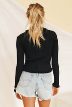 Load image into Gallery viewer, Midnight Dancing Button Front Knit Top // Black
